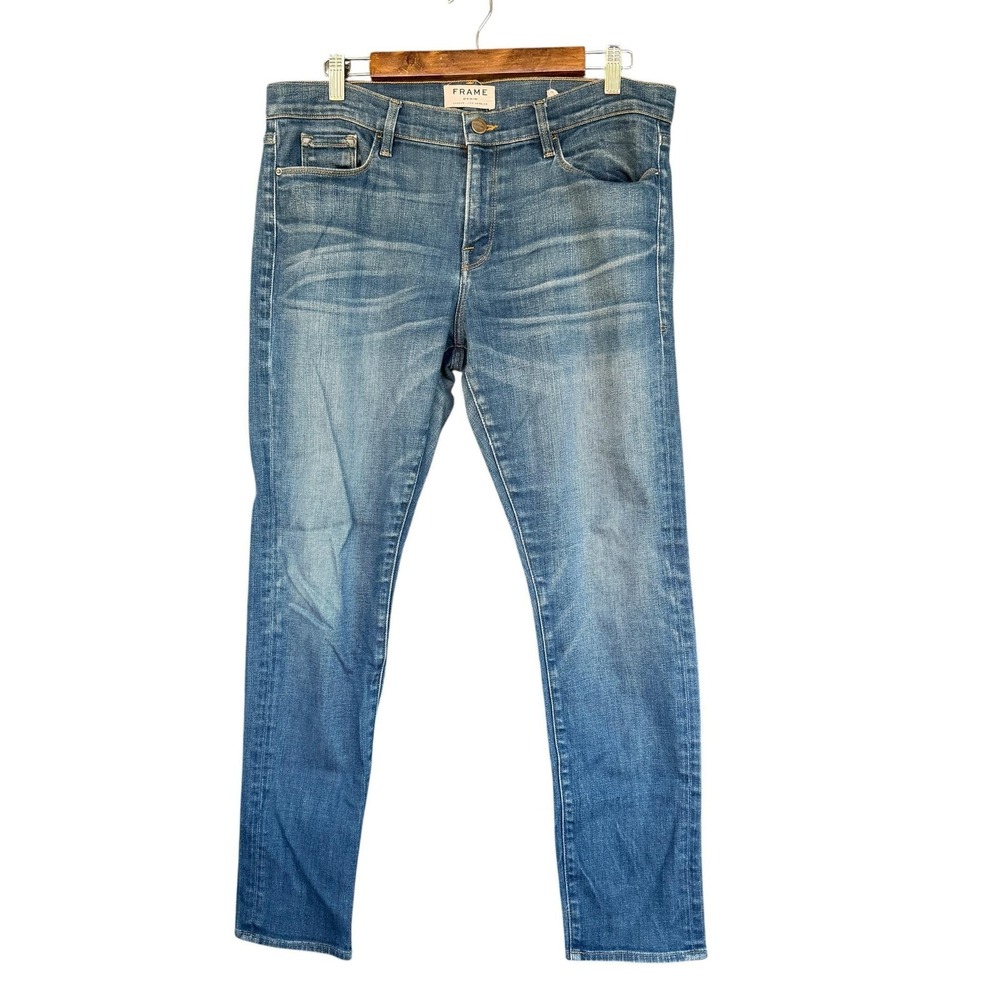 FRAME Jeans Womens 31 Blue Le Garcon Mid Rise Boyfriend Stretch Denim Pants